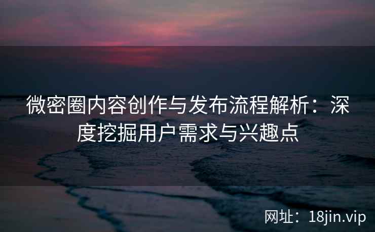 微密圈内容创作与发布流程解析：深度挖掘用户需求与兴趣点